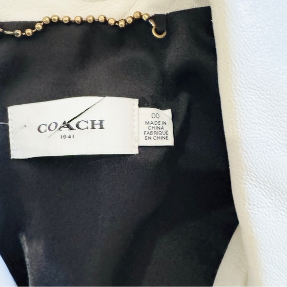 Coach leather biker jacket in cream/ off-white NWOT - Picture 10 of 13